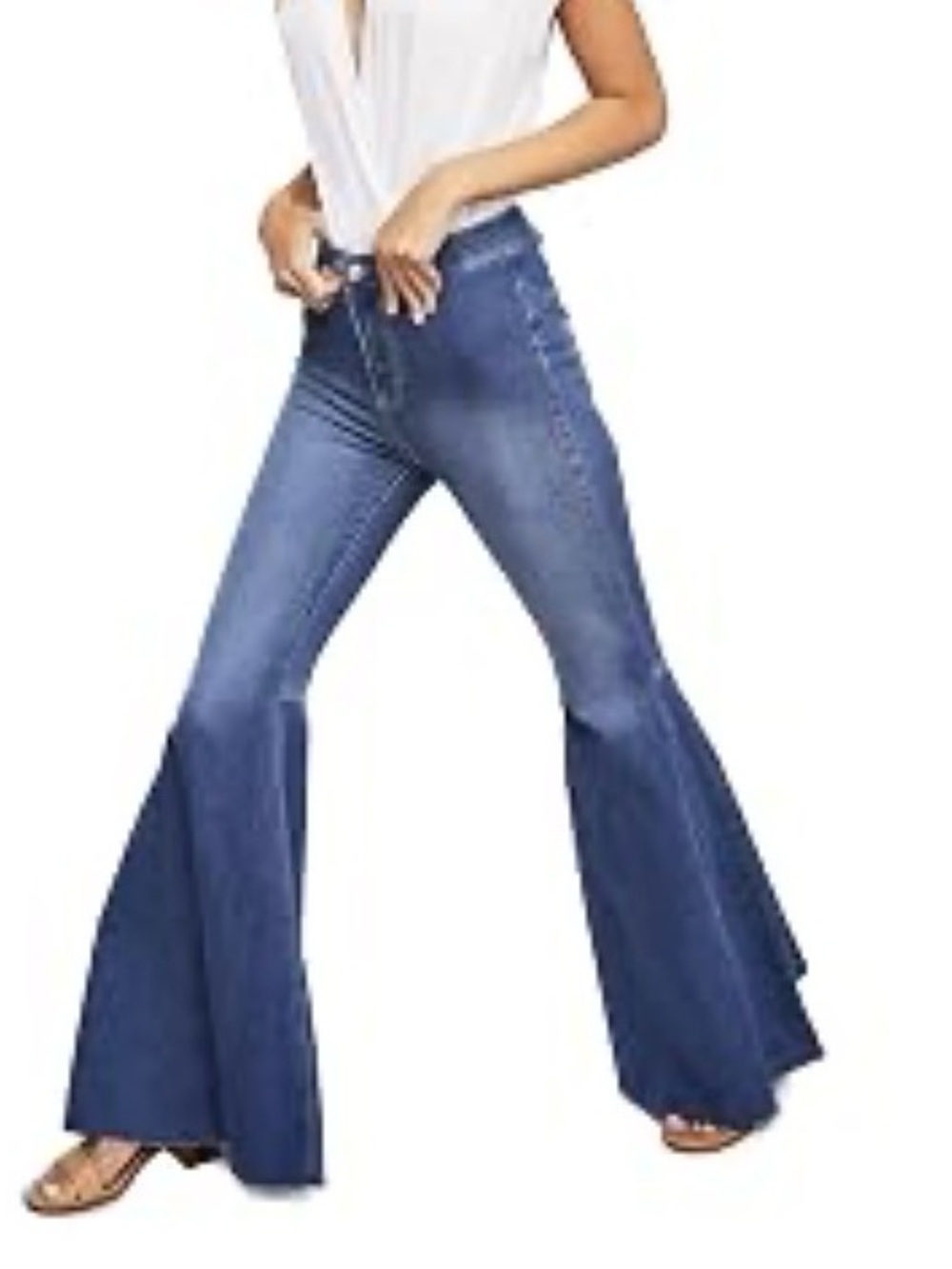 NWOT FREE PEOPLE JUST FLOAT ON FLARE JEANS BLUE BELL BOTTOMS SIZE 29